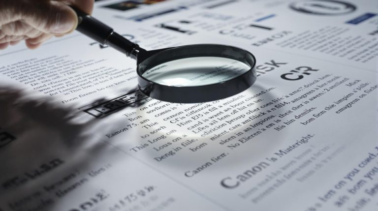 Magnifying glass over text