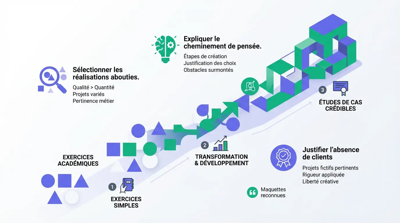 Étudiant travaillant sur la scénarisation de son portfolio numérique