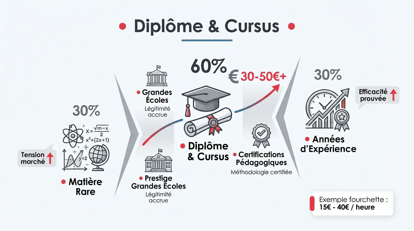 Enseignant réfléchissant à la fixation de ses tarifs de cours particuliers