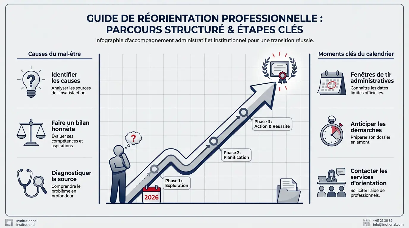 Schéma des étapes clés pour réussir sa réorientation universitaire en L1
