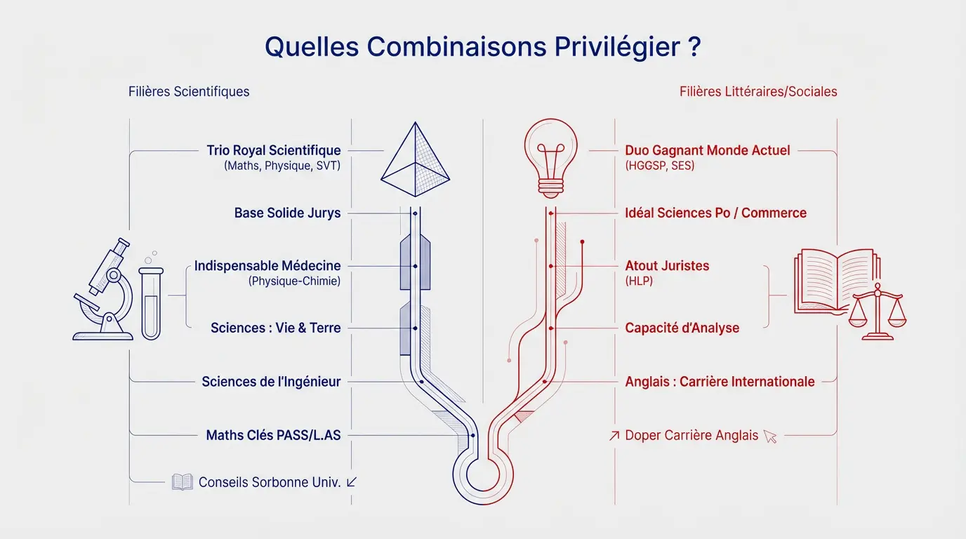 Infographie des combinaisons de spécialités pour réussir son orientation post-bac