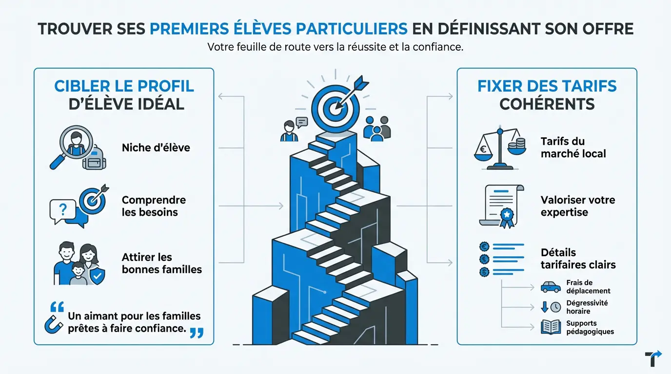 Infographie conseil pour trouver ses premiers élèves en soutien scolaire