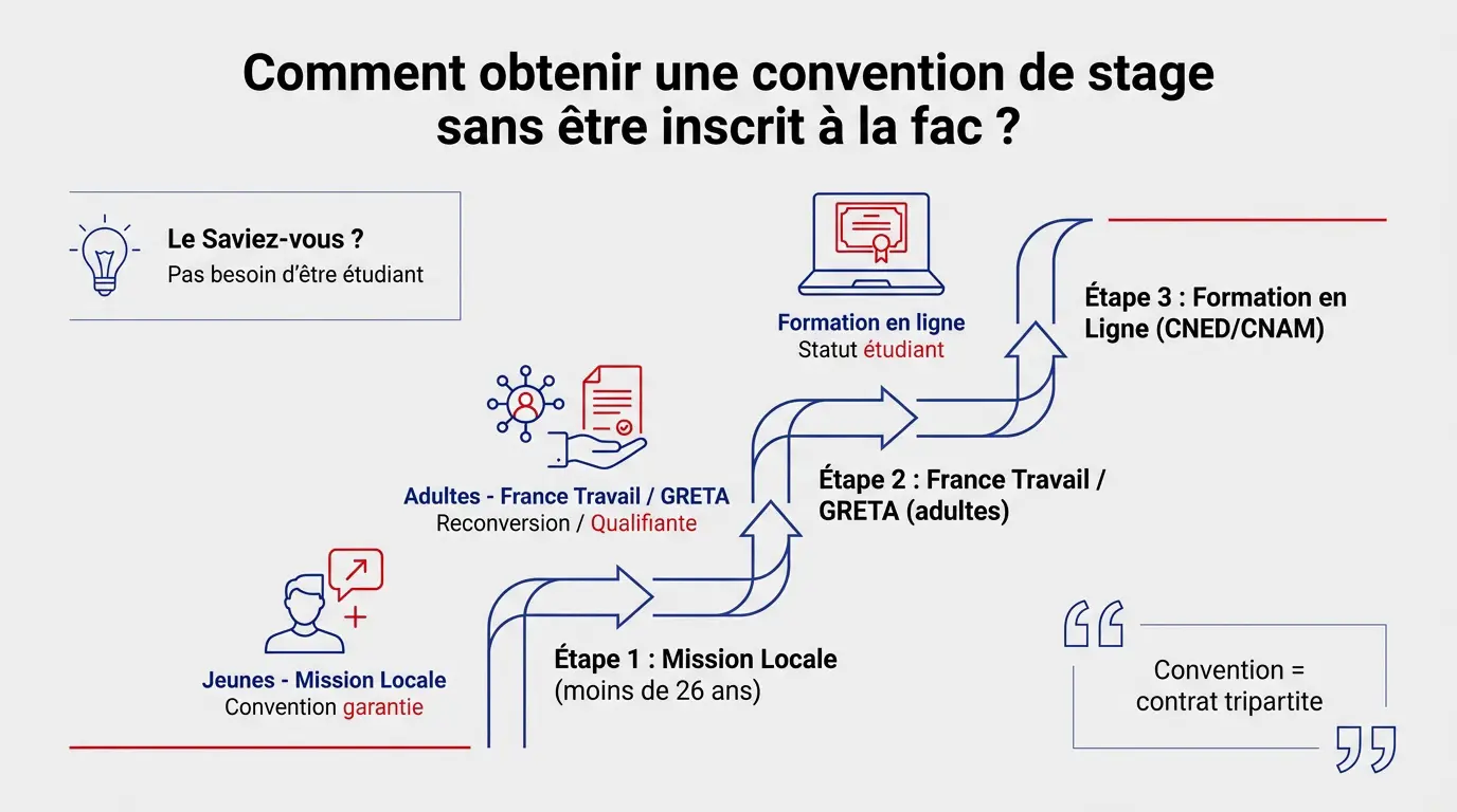 Jeune femme souriante en rendez-vous pour obtenir une convention de stage