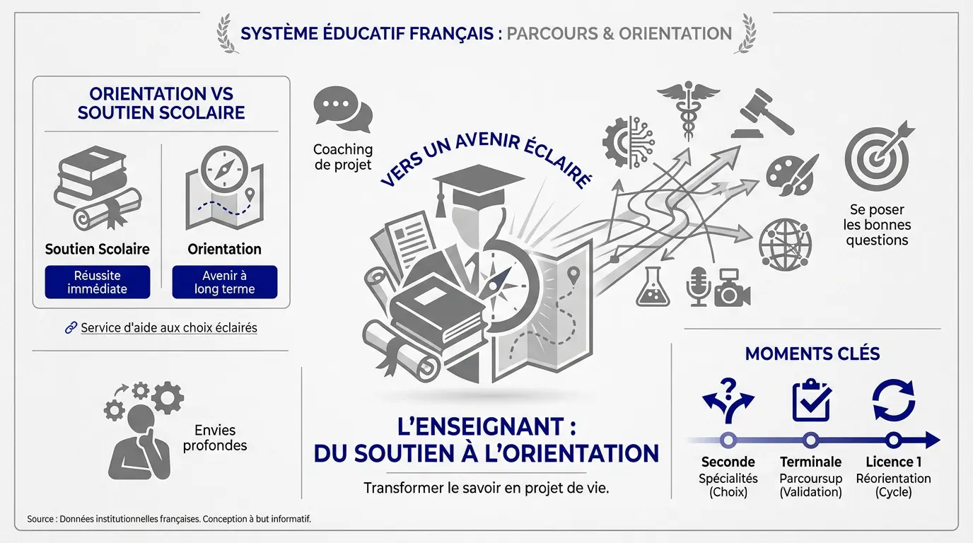 Schéma du système éducatif français et des parcours d'orientation scolaire