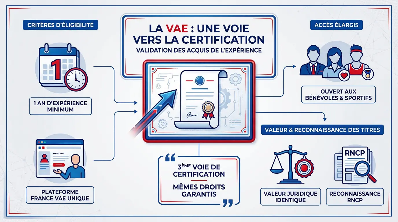 Candidat préparant son dossier de validation des acquis de l'expérience pour obtenir un diplôme officiel
